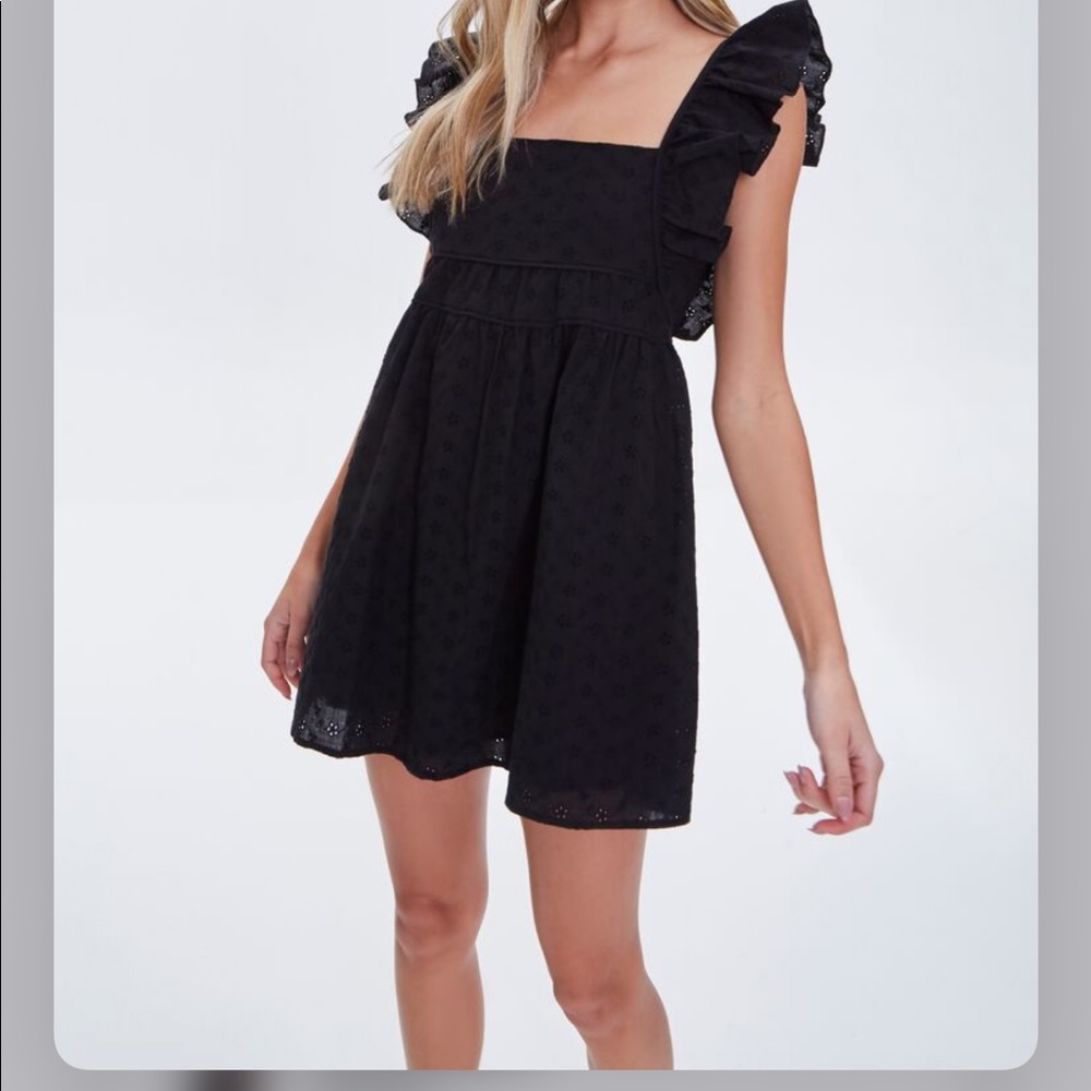 Black Ruffled Eyelet MINI Dress -NWT